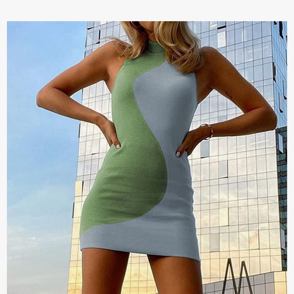 Bodycon Knitted Haltered Neck Sleeveless Mini Dress